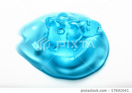 Cream gel transparent cosmetic sample texture with bubbles isolated on white background. Cosmetic 57692041
