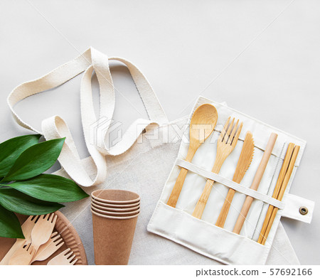 Zero waste concept, recycled tableware Zero waste concept, recycled tableware 57692166