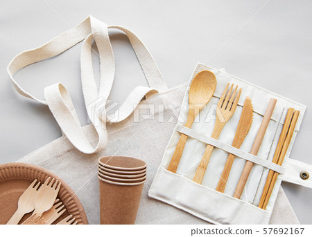 Zero waste concept, recycled tableware Zero waste concept, recycled tableware 57692167