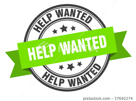 help wanted label. help wanted green band sign. 57692274