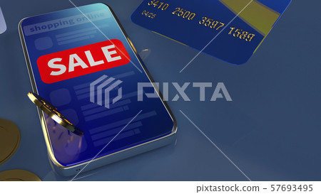 The smartphone and credit card for shopping online concept 3d rendering The smartphone and credit card for shopping online concept 3d rendering 57693495