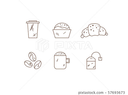 Set of linear coffee icons. Drinks icons 57693673
