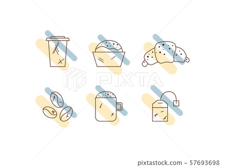 Set of linear coffee icons. Drinks icons Set of linear coffee icons. Drinks icons 57693698