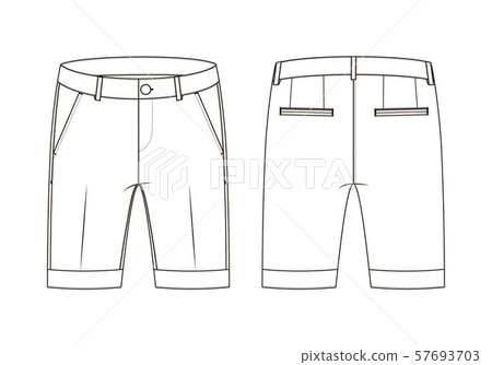 Fashion technical sketch of shorts with cuffs in vector graphic Fashion technical sketch of shorts with cuffs in vector graphic 57693703