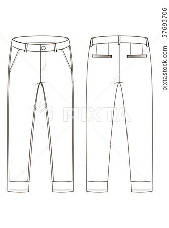 Fashion technical sketch of pants with cuffs in vector graphic Fashion technical sketch of pants with cuffs in vector graphic 57693706