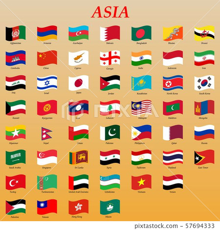 set of waving flags of Asia 57694333