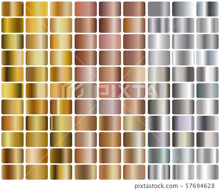 Set of Realistic silver, rose gold and golden Set of Realistic silver, rose gold and golden 57694628