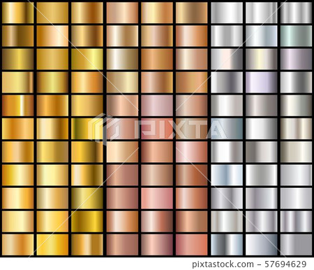 Set of Realistic silver, rose gold and golden Set of Realistic silver, rose gold and golden 57694629