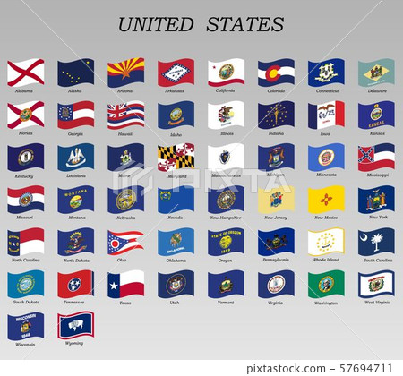 set of waving flags of states of the USA set of waving flags of states of the USA 57694711