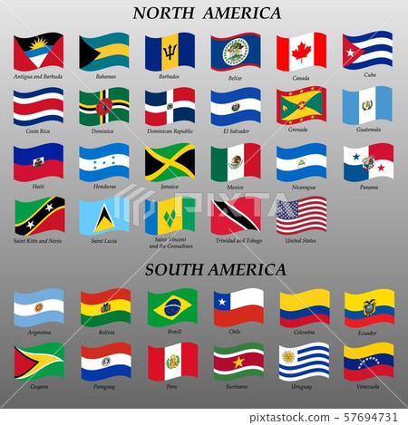 set of waving flags of Americas 57694731