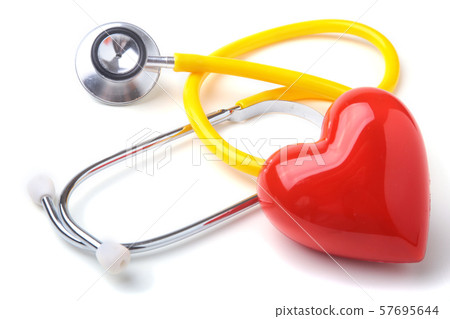 Red heart and a stethoscope on white background 57695644