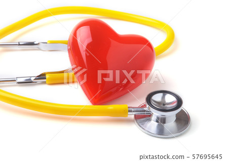 Red heart and a stethoscope on white background 57695645