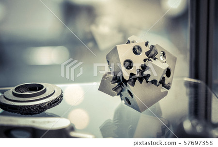 Object printed on metal 3d printer close-up. 57697358