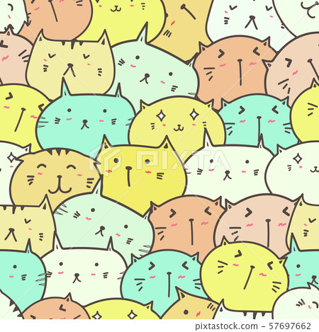 Cute cat seamless pattern background. Vector illustration. 57697662