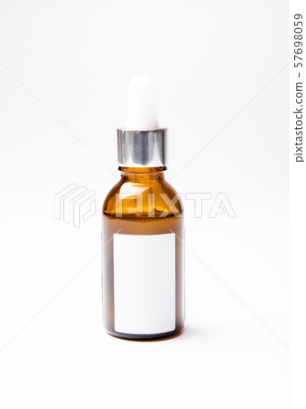 Brown glass cosmetic bottle mock-up with blank white label 57698059
