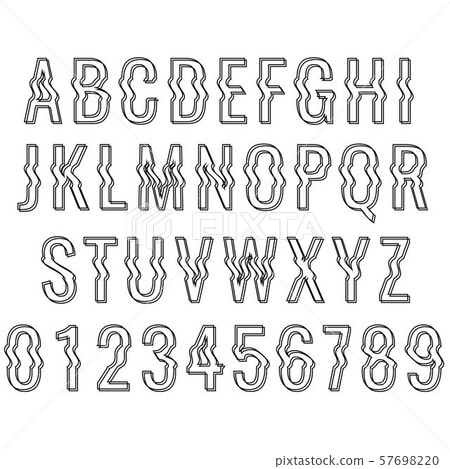 Glitch distortion typeface. Glitch distortion typeface. 57698220