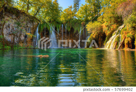 Plitvice lakes National Park with beautiful 57699402