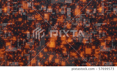 Abstract futuristic design. Tech wall with red bright elements 57699573