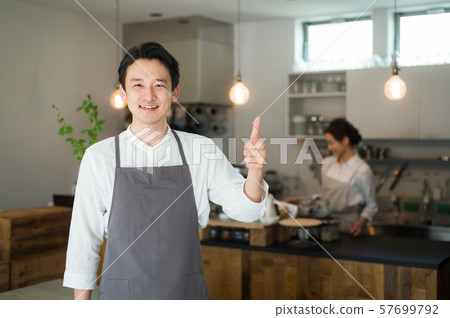 Cafe staff men and women Cafe staff men and women 57699792