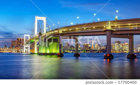 Panorama view of Tokyo skyline in the evening. Panorama view of Tokyo skyline in the evening. 57700400