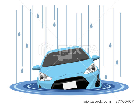 Illustration material: car submerged damage due to rain 57700407