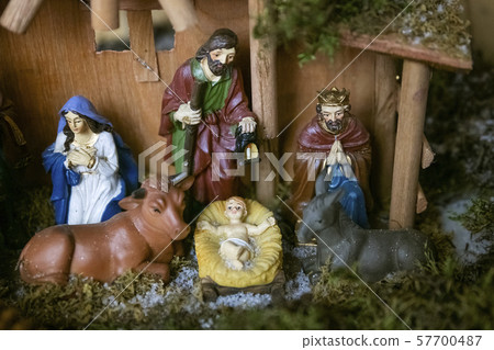 Christmas nativity scene with baby Jesus Creche 57700487