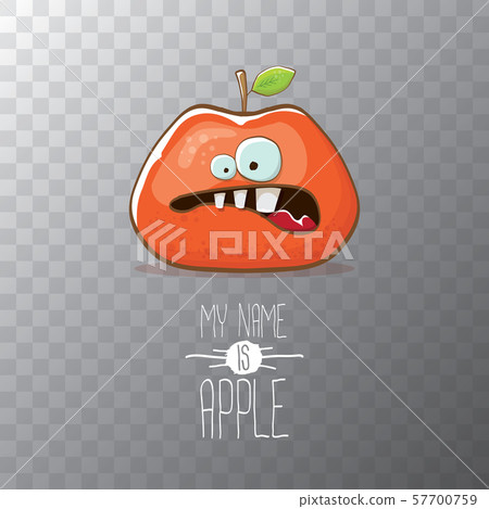 vector funny cartoon cute red apple character isolated on transparent background. My name is apple vector funny cartoon cute red apple character isolated on transparent background. My name is apple 57700759