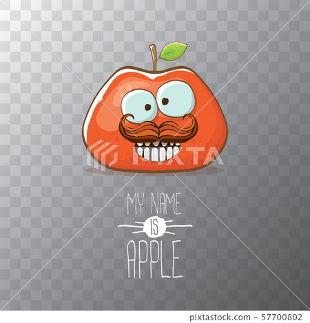 vector funny cartoon cute red apple character isolated on transparent background. My name is apple vector funny cartoon cute red apple character isolated on transparent background. My name is apple 57700802