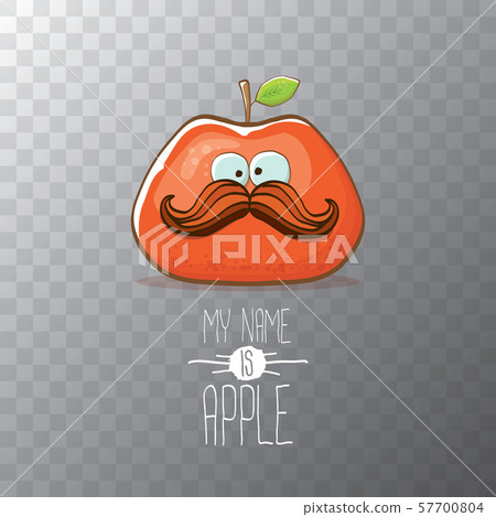 vector funny cartoon cute red apple character isolated on transparent background. My name is apple 57700804
