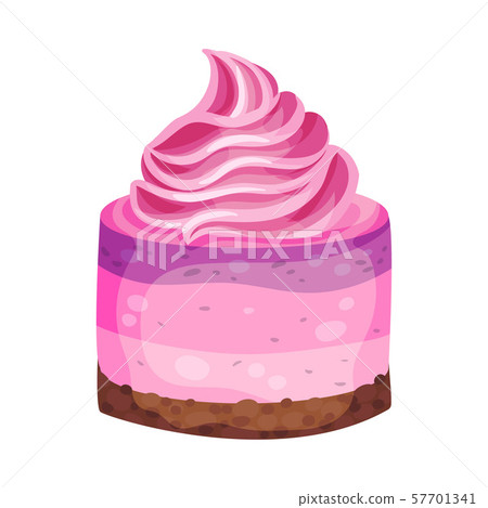 Round pink cheesecake. Vector illustration on a white background. 57701341