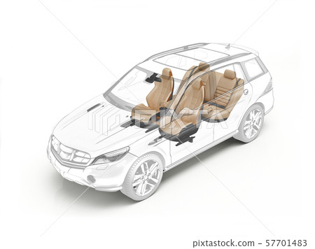 Suv technical drawing showing seats. 57701483