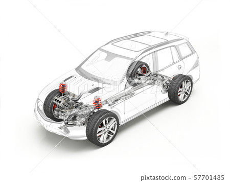 Suv technical drawing showing undercarriage. 57701485
