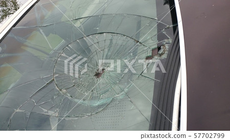 Road accident site-broken glass 57702799
