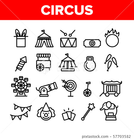 Collection Circus Show Elements Vector Icons Set Collection Circus Show Elements Vector Icons Set 57703582