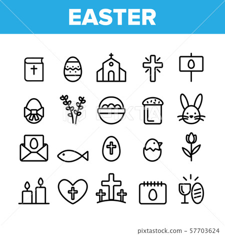 Collection Happy Easter Elements Vector Icons Set - Stock Illustration ...