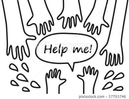Child hand black and white symboll rescue help support 57703746