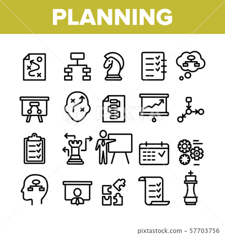 Planning Collection Elements Vector Icons Set - Stock Illustration ...
