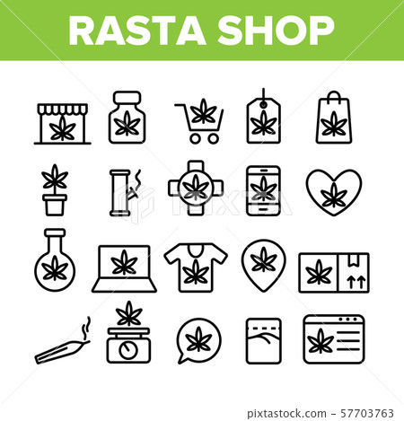 Rasta Shop Collection Elements Vector Icons Set Rasta Shop Collection Elements Vector Icons Set 57703763
