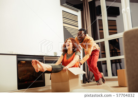 Happy international couple having break for fun 57704832
