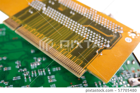 Antique circuit boards agains white background closeup Antique circuit boards agains white background closeup 57705480