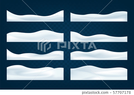 Realistic snowdrifts collection. Winter snowy abstract background. Frozen landscape with snow caps 57707178