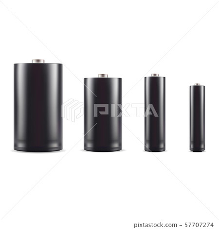 Black alkaline battery mockup set. 3d realistic 57707274