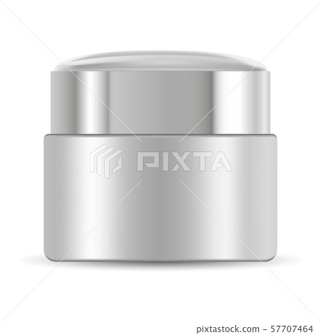 Silver Cream Jar. Plastic Cosmetic Container. 57707464