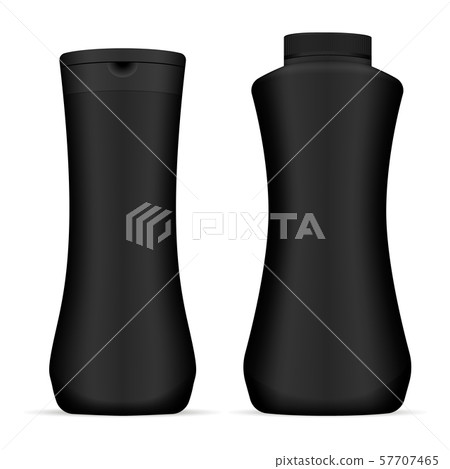 Black Shampoo Bottles Pack. Modern Shape Container 57707465