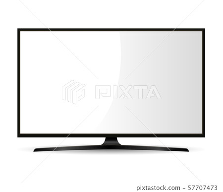 Black Television with White Screen. Wide Monitor. Black Television with White Screen. Wide Monitor. 57707473