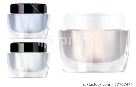 Glass Cream Jar. Beauty Cosmetics Container Mockup Glass Cream Jar. Beauty Cosmetics Container Mockup 57707474