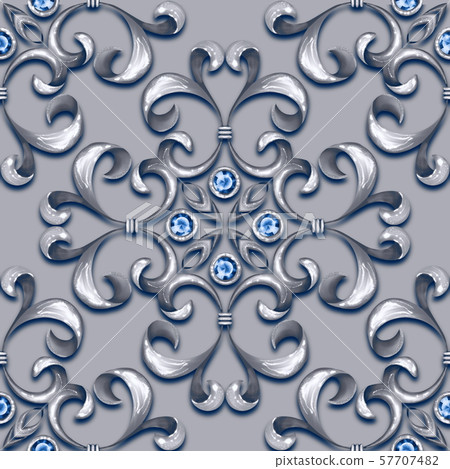 Seamless baroque pattern with gems - Stock Illustration [57707482] - PIXTA