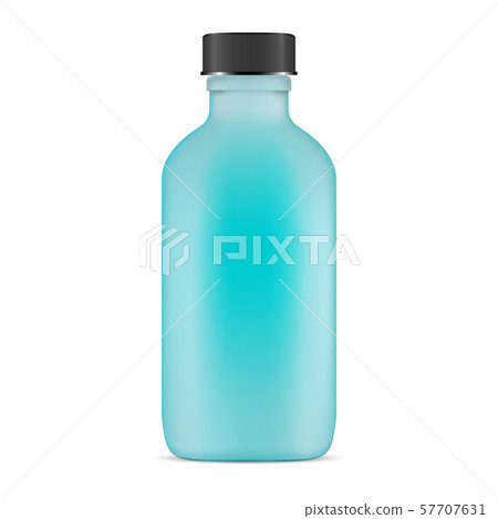 Glass Cosmetic Bottle. Realistic 3d Blue Flask. 57707631