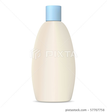 White Shampoo Bottle. Plastic Cosmetic Container. 57707758