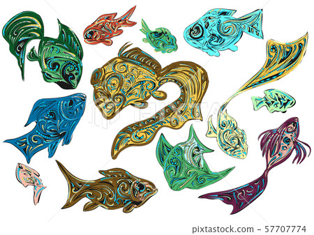 set of tropical fish 57707774